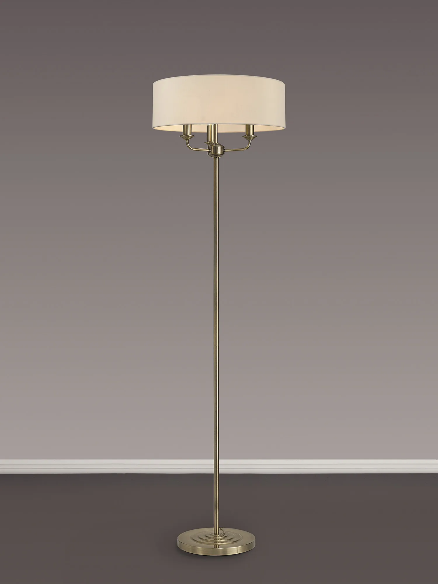 Banyan 45cm 3 Light Floor Lamp Antique Brass, Ivory Pearl DK0904  Deco Banyan AB IV